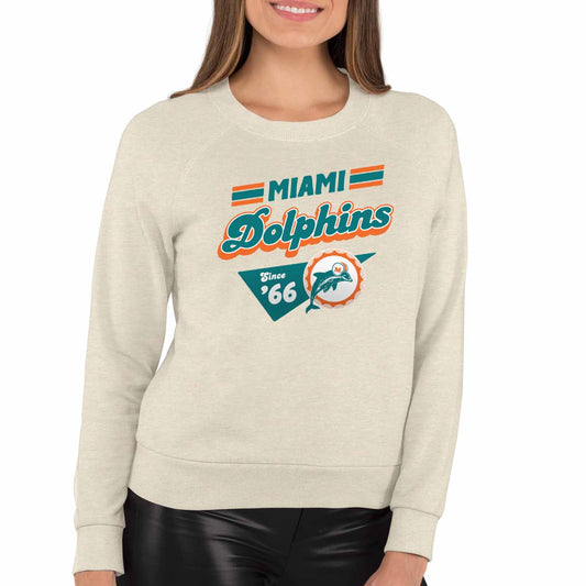Miami Dolphins NFL Womens Vintage Charm French Terry Slouchy Top - Birch