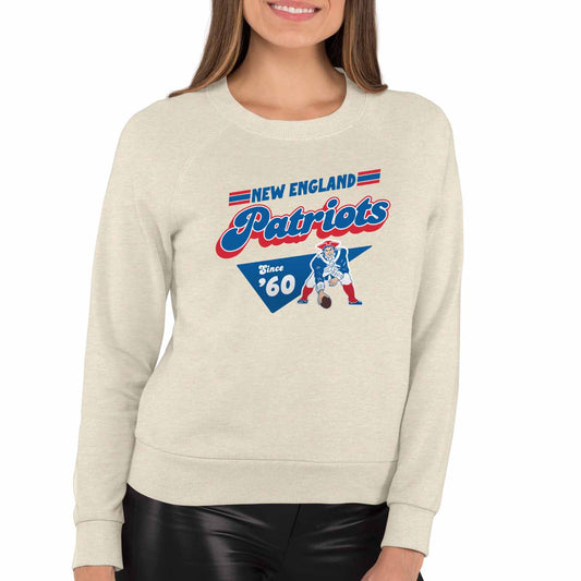 New England Patriots NFL Womens Vintage Charm French Terry Slouchy Top - Birch