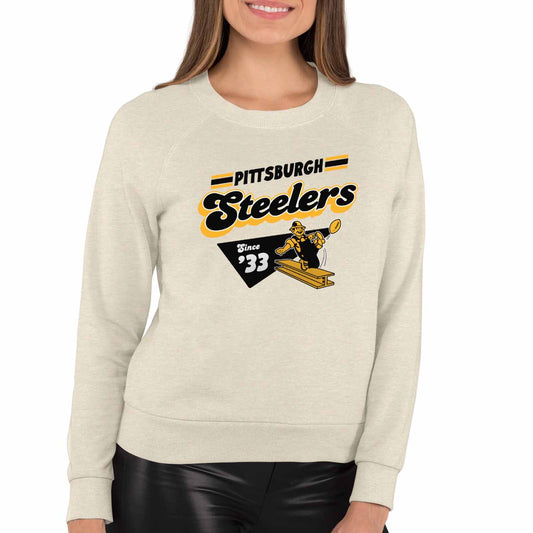 Pittsburgh Steelers NFL Womens Vintage Charm French Terry Slouchy Top - Birch