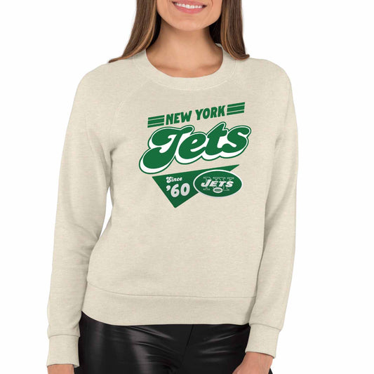 New York Jets NFL Womens Vintage Charm French Terry Slouchy Top - Birch