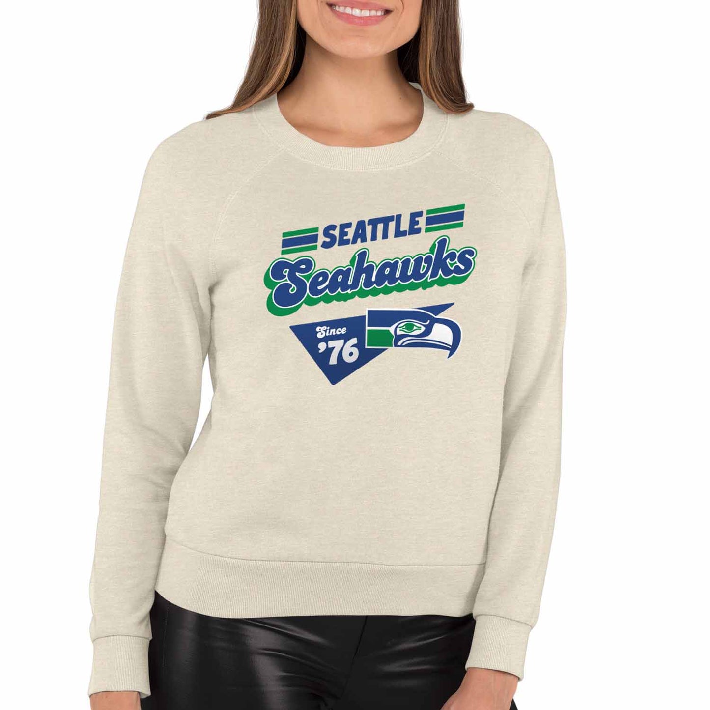 Seattle Seahawks NFL Womens Vintage Charm French Terry Slouchy Top - Birch