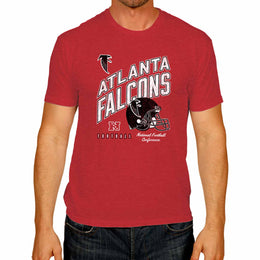 Atlanta Falcons NFL Adult Distressed Helmet Tag-Less T-Shirt - Red Heather