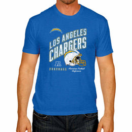 Los Angeles Chargers NFL Adult Distressed Helmet Tag-Less T-Shirt - Royal Heather