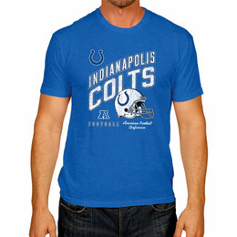 Indianapolis Colts NFL Adult Distressed Helmet Tag-Less T-Shirt - Royal Heather
