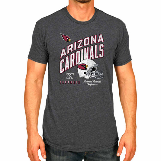 Arizona Cardinals NFL Adult Distressed Helmet Tag-Less T-Shirt - Heather Charcoal