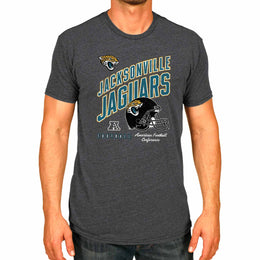 Jacksonville Jaguars NFL Adult Distressed Helmet Tag-Less T-Shirt - Heather Charcoal