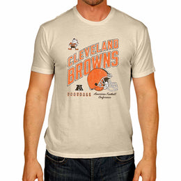 Cleveland Browns NFL Adult Distressed Helmet Tag-Less T-Shirt - Cream