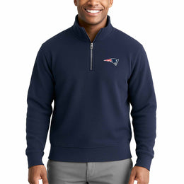 New England Patriots NFL Adult Unisex Team Logo Quarter Zip Pullover Sweatshirt - Navy