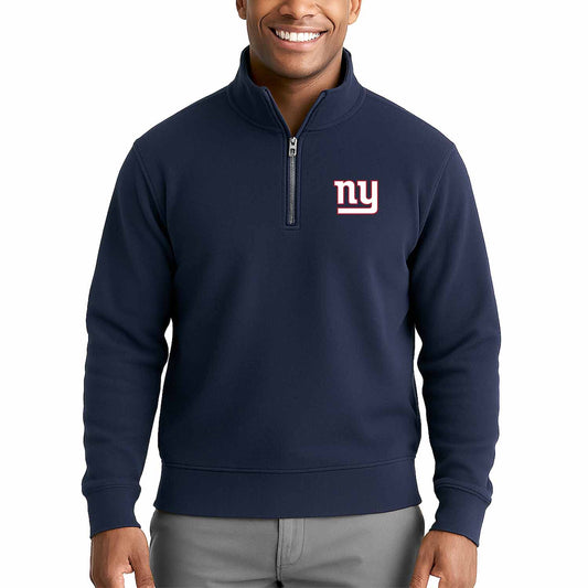 New York Giants  NFL Quarter Zip Fleece Pullover Unisex Sweatshirt - Navy