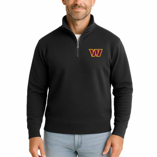 Washington Commanders  NFL Quarter Zip Fleece Pullover Unisex Sweatshirt - Black