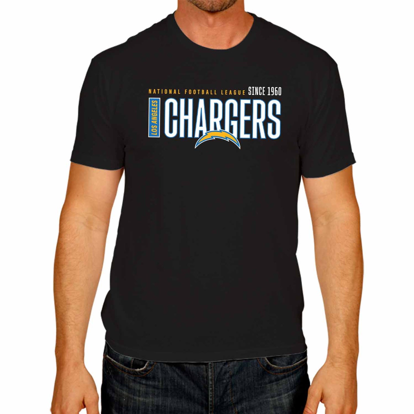Los Angeles Chargers NFL Adult Modern Endzone Tag-Less T-Shirt - Black