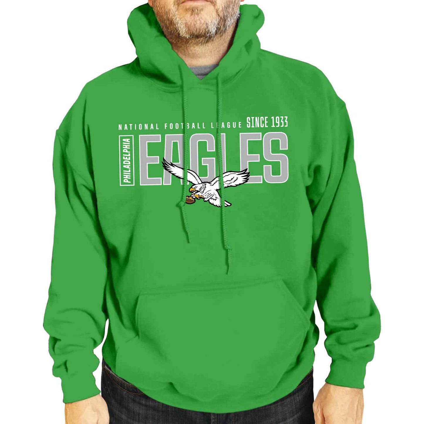Philadelphia Eagles NFL Adult Unisex Modern Endzone Soft Fleece Hooded Sweatshirt - Kelly Green