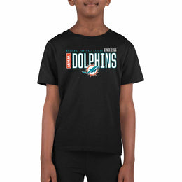 Miami Dolphins NFL Youth Modern Endzone Football T-Shirt Unisex Tag Free Comfortable - Black