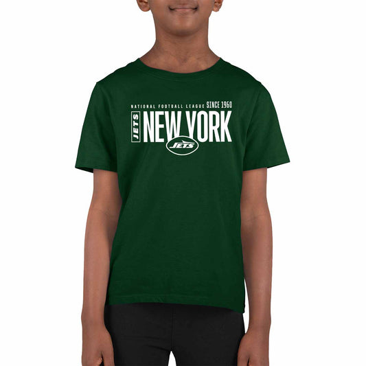 New York Jets NFL Youth Modern Endzone Football T-Shirt Unisex Tag Free Comfortable - Forest Green
