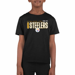 Pittsburgh Steelers NFL Youth Modern Endzone Football T-Shirt Unisex Tag Free Comfortable - Black