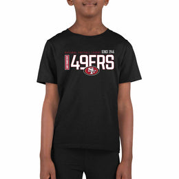 San Francisco 49ers NFL Youth Modern Endzone Football T-Shirt Unisex Tag Free Comfortable - Black