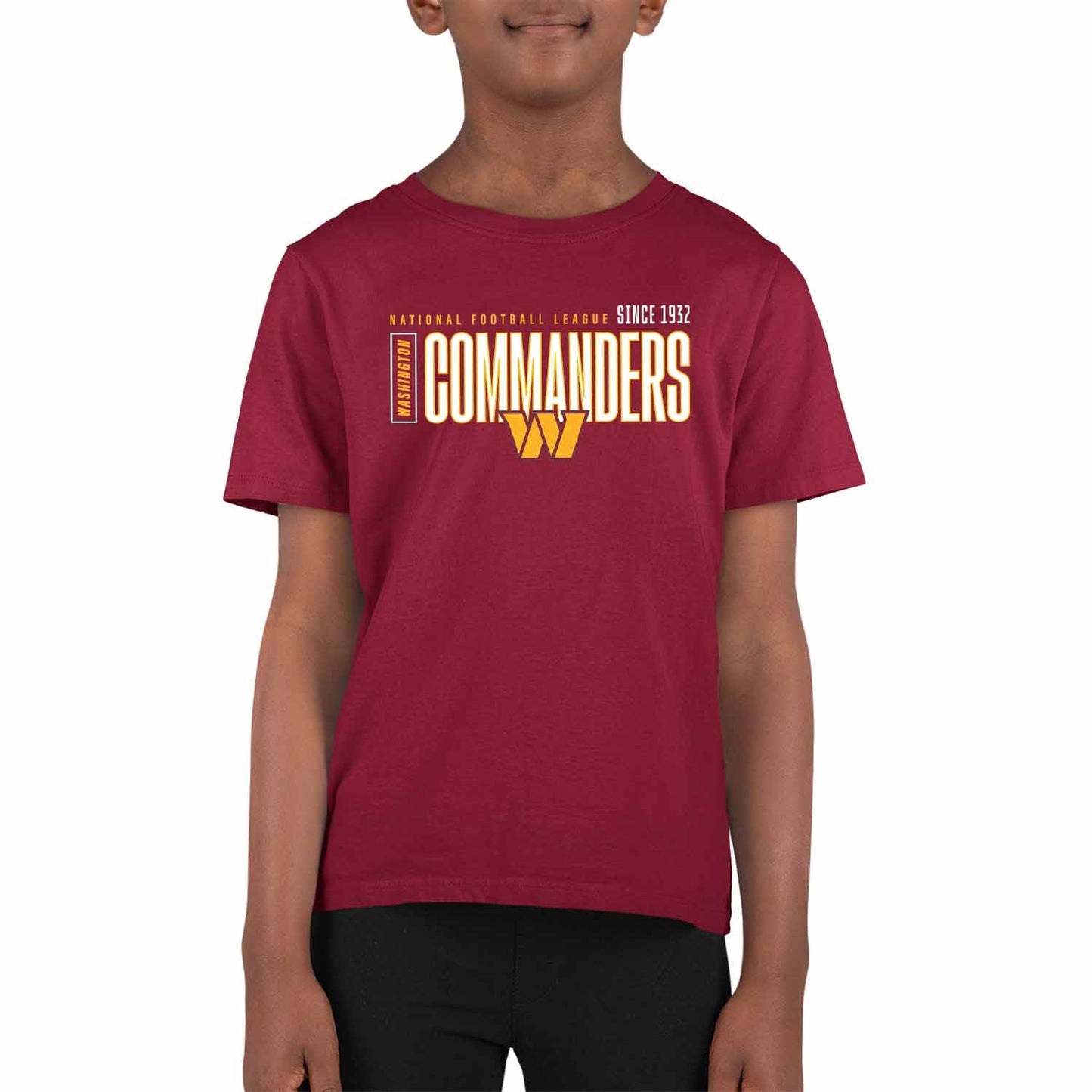 Washington Commanders NFL Youth Modern Endzone Football T-Shirt Unisex Tag Free Comfortable - Garnet