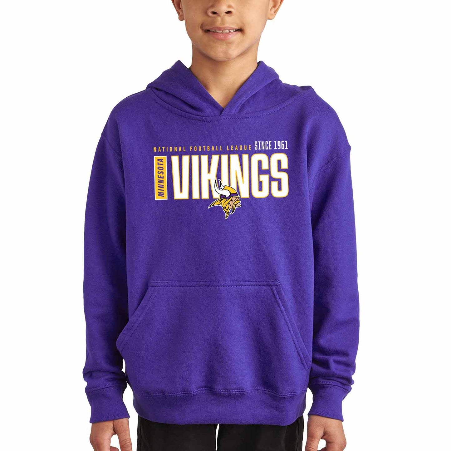 Minnesota Vikings NFL Youth Modern Endzone Football Fleece Hooded Sweatshirt - Purple