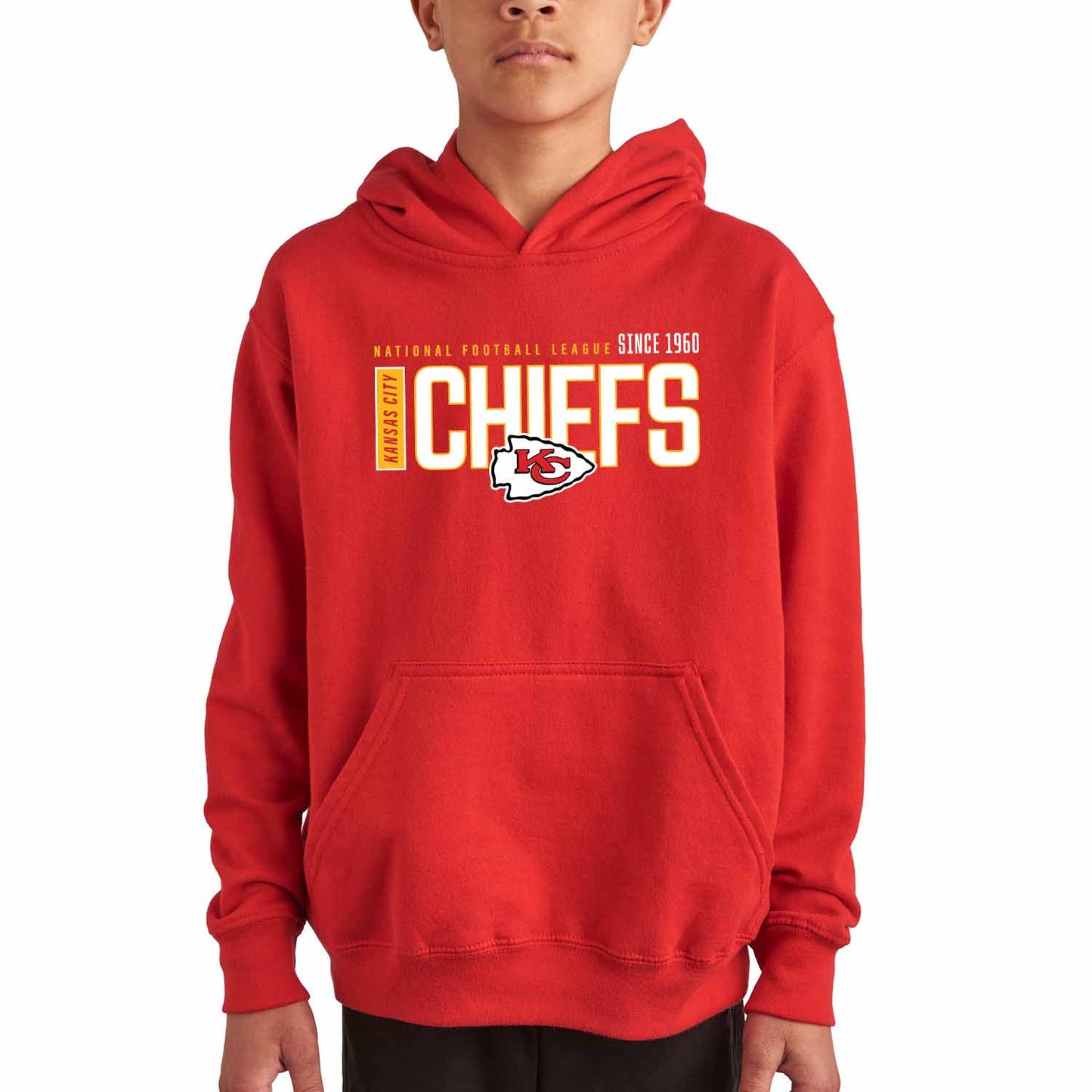 Kansas City Chiefs NFL Youth Modern Endzone Football Fleece Hooded Sweatshirt - Red