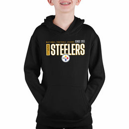 Pittsburgh Steelers NFL Youth Modern Endzone Football Fleece Hooded Sweatshirt - Black