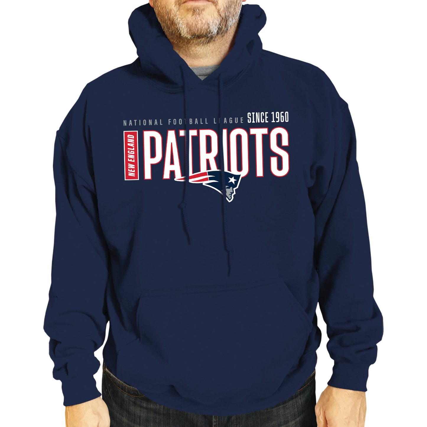 New England Patriots NFL Adult Unisex Modern Endzone Soft Fleece Hooded Sweatshirt - Navy