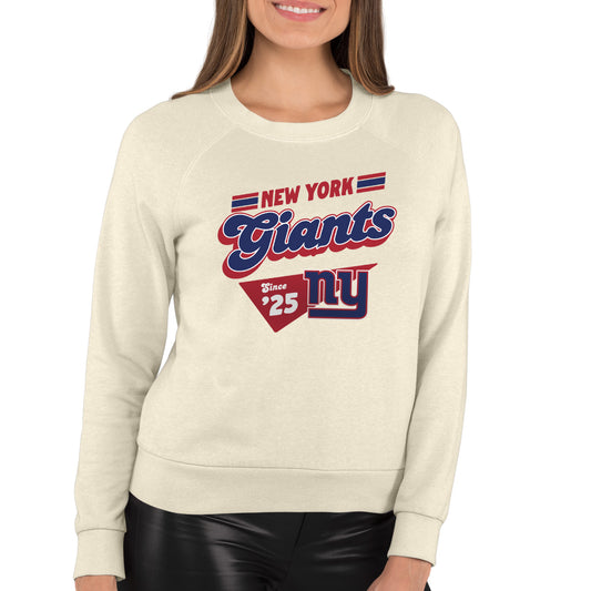 New York Giants NFL Womens Vintage Charm French Terry Slouchy Top - Birch