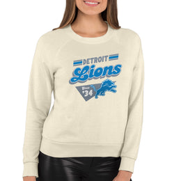 Detroit Lions NFL Womens Vintage Charm French Terry Slouchy Top - Birch