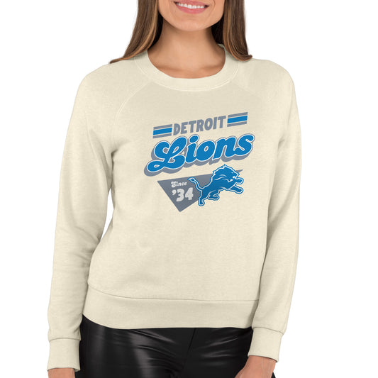 Detroit Lions NFL Womens Vintage Charm French Terry Slouchy Top - Birch