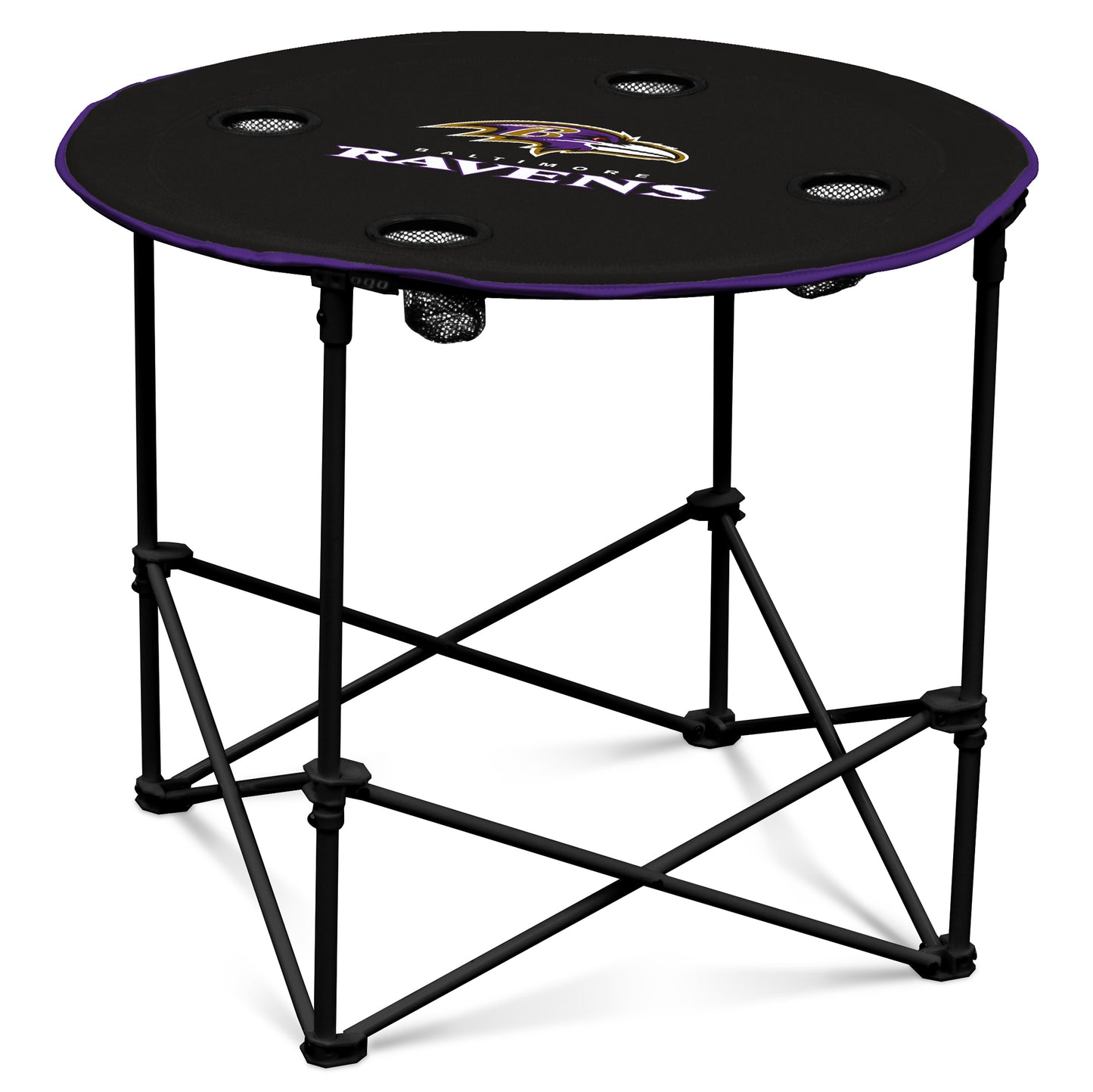 Baltimore Ravens NFL Portable Round Tailgate Table With Carrying Bag - Black