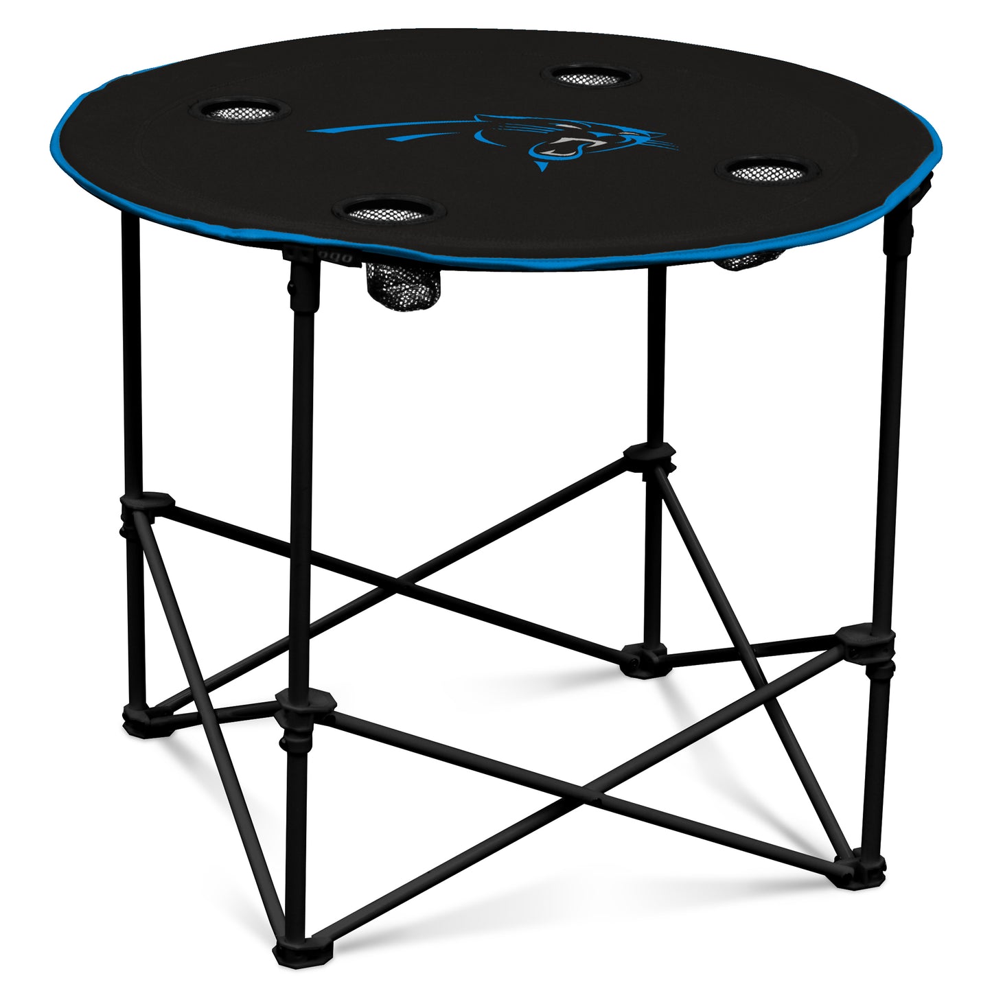 Carolina Panthers NFL Portable Round Tailgate Table With Carrying Bag - Black