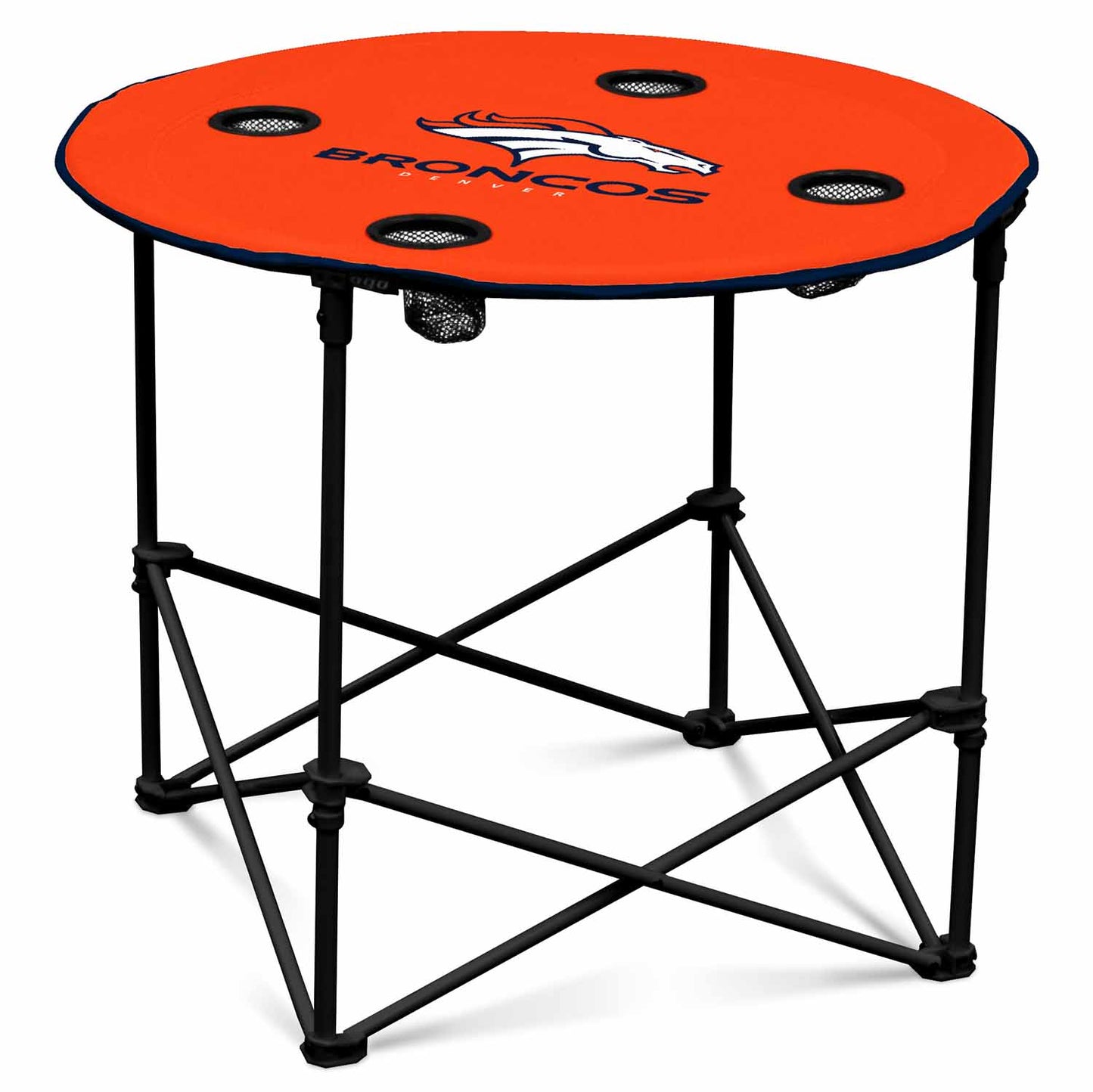 Denver Broncos NFL Portable Round Tailgate Table With Carrying Bag - Orange