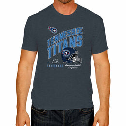 Tennessee Titans NFL Adult Distressed Helmet Tag-Less T-Shirt - Navy Heather