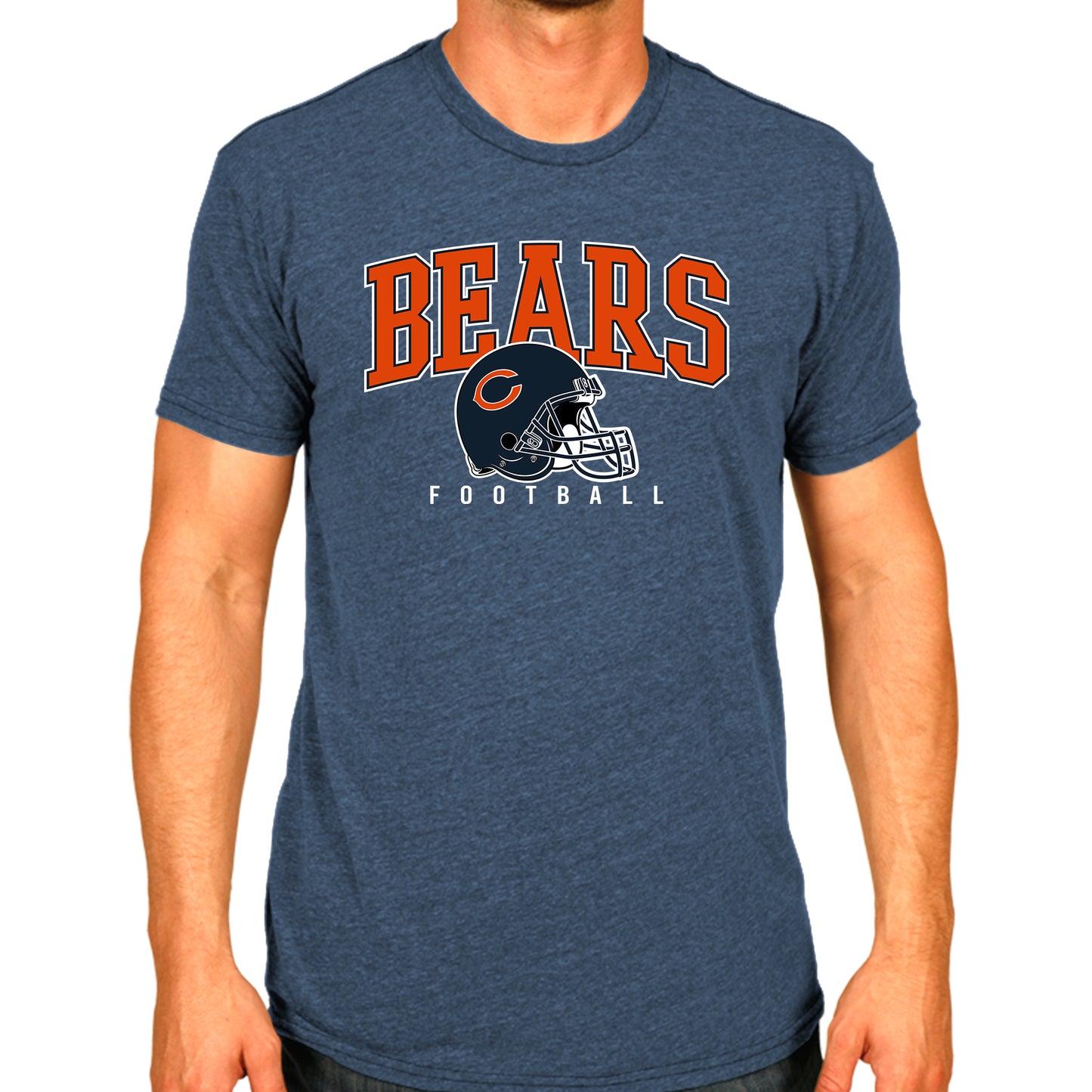 Chicago Bears NFL Adult All Star Heather Tag-Less T-Shirt - Navy Heather