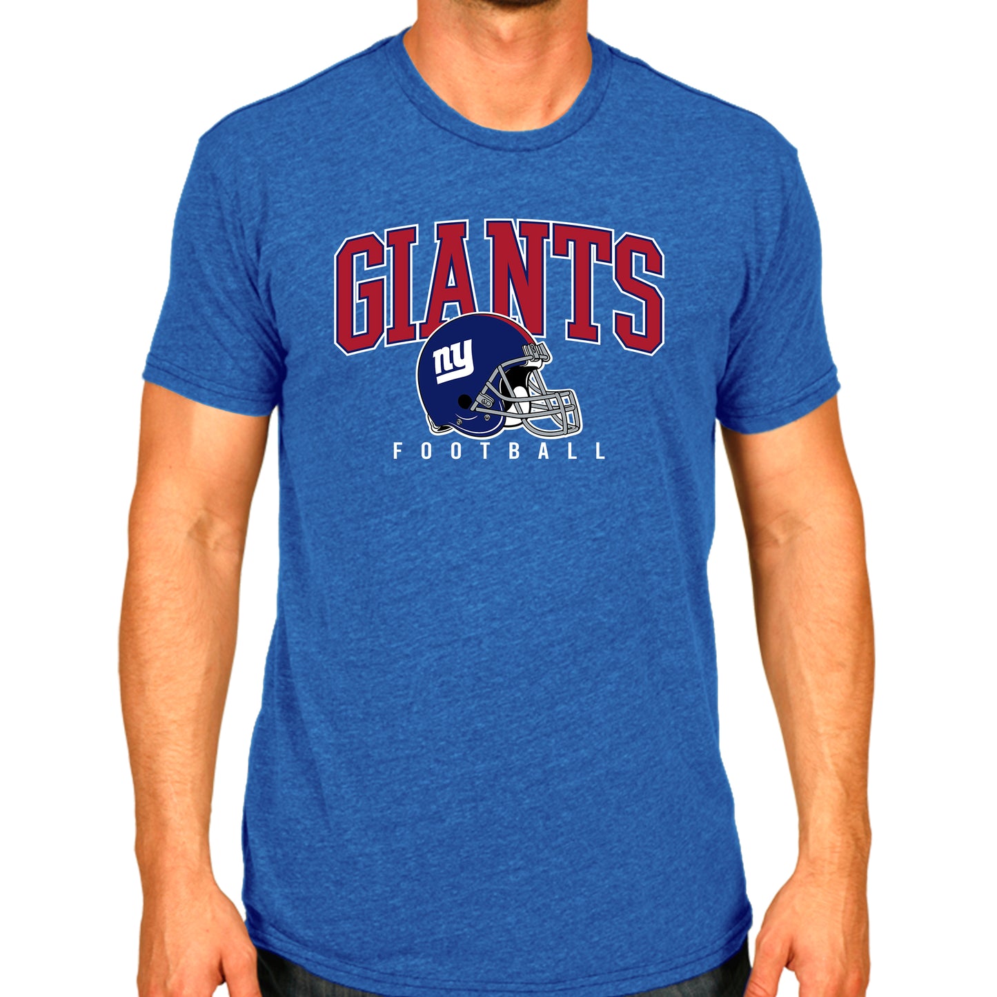 New York Giants NFL Adult All Star Heather Tag-Less T-Shirt - Blue Heather