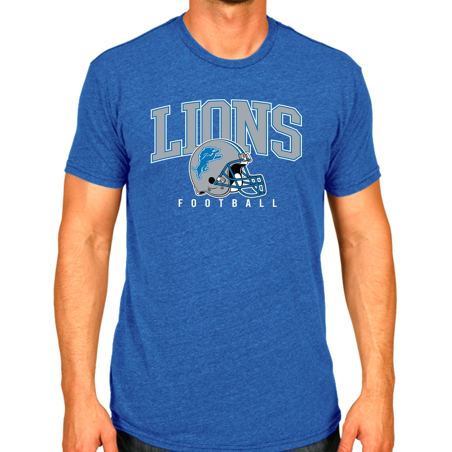 Detroit Lions NFL Adult All Star Heather Tag-Less T-Shirt - Blue Heather