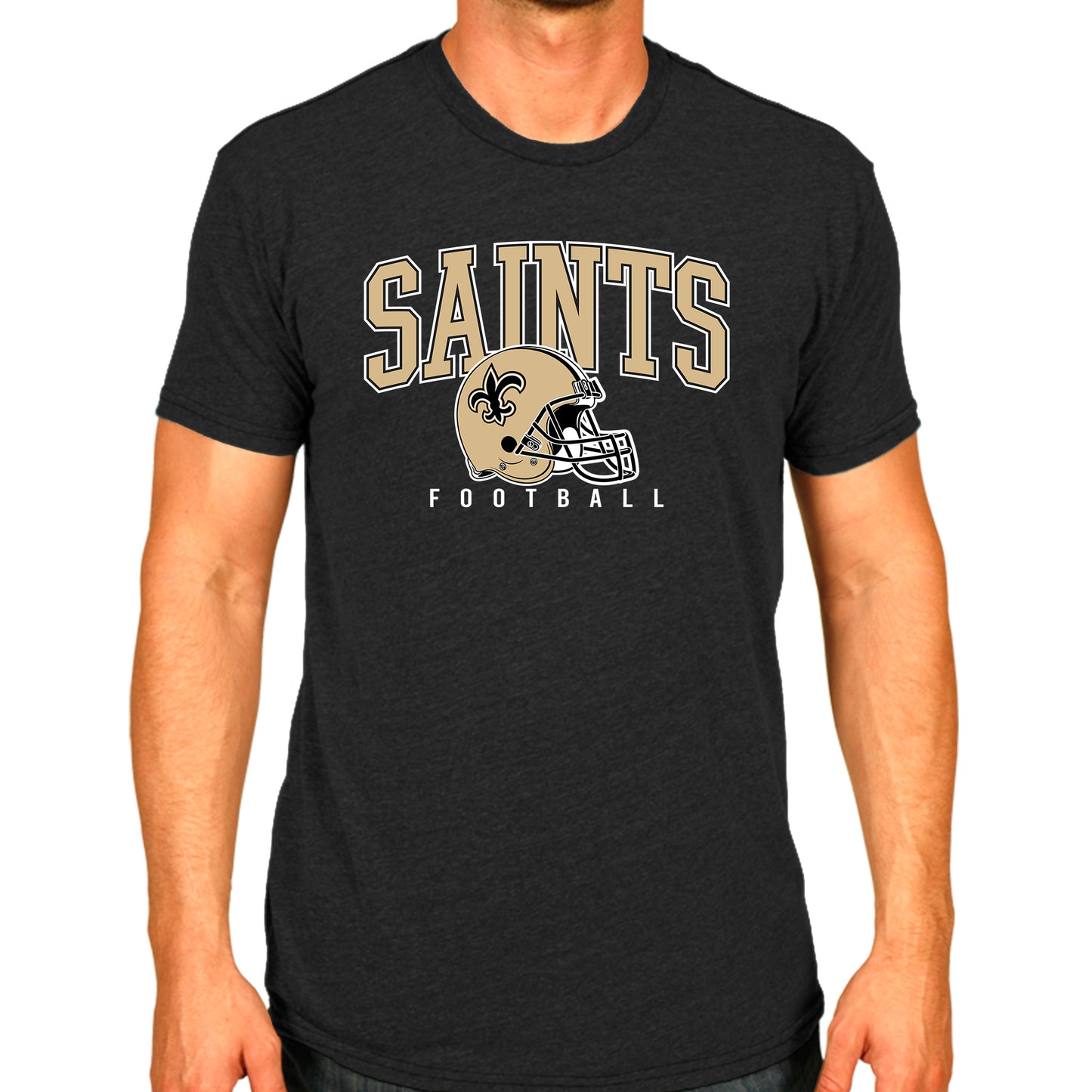 New Orleans Saints NFL Adult All Star Heather Tag-Less T-Shirt - Black Heather
