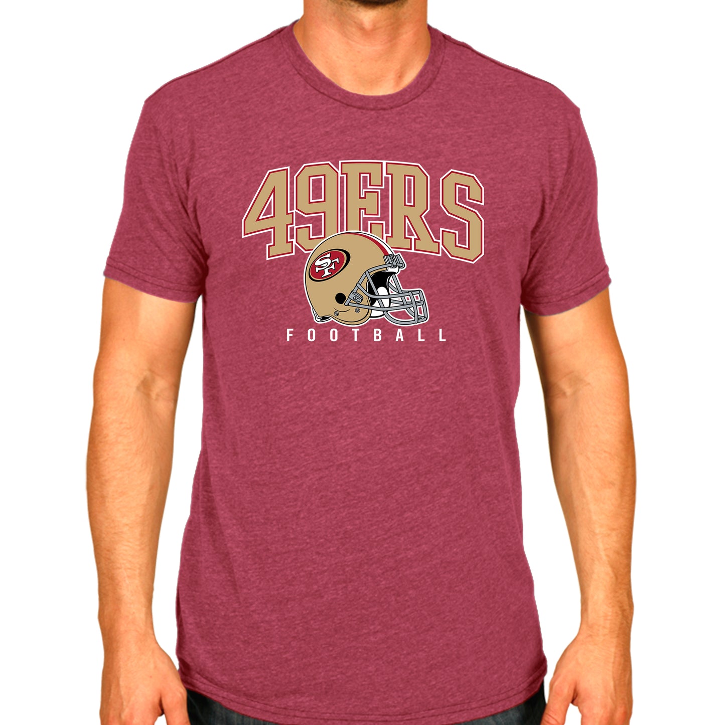 San Francisco 49ers NFL Adult All Star Heather Tag-Less T-Shirt - Red Heather