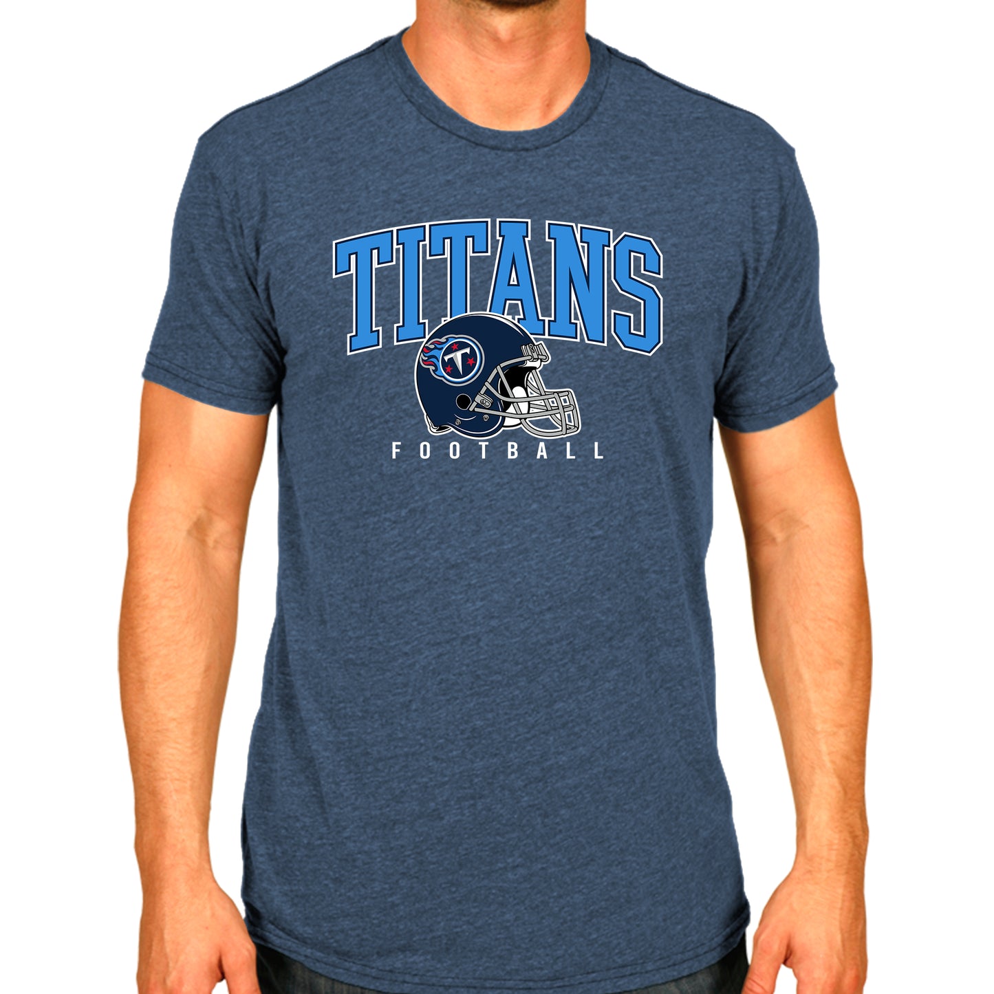 Tennessee Titans NFL Adult All Star Heather Tag-Less T-Shirt - Navy Heather