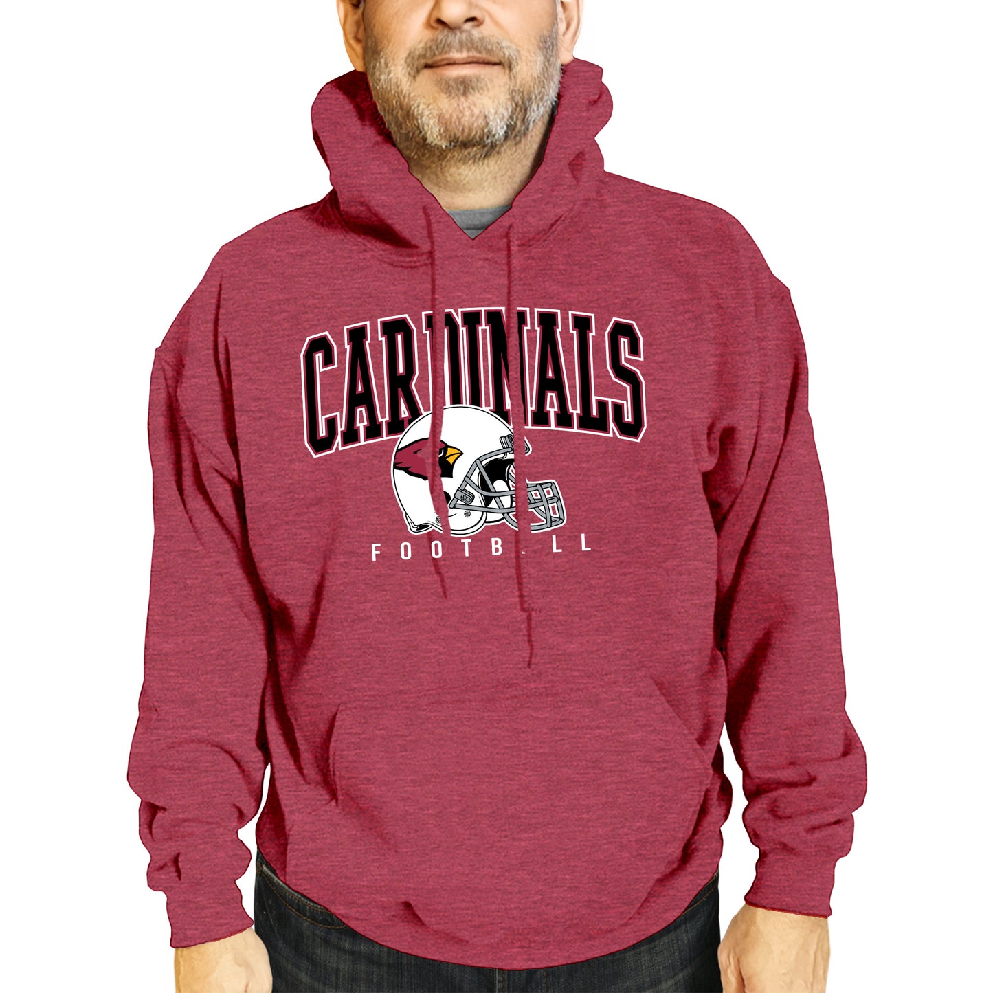 Arizona Cardinals NFL Adult Unisex All Star Soft Fleece Hooded Sweatshirt - Red Heather