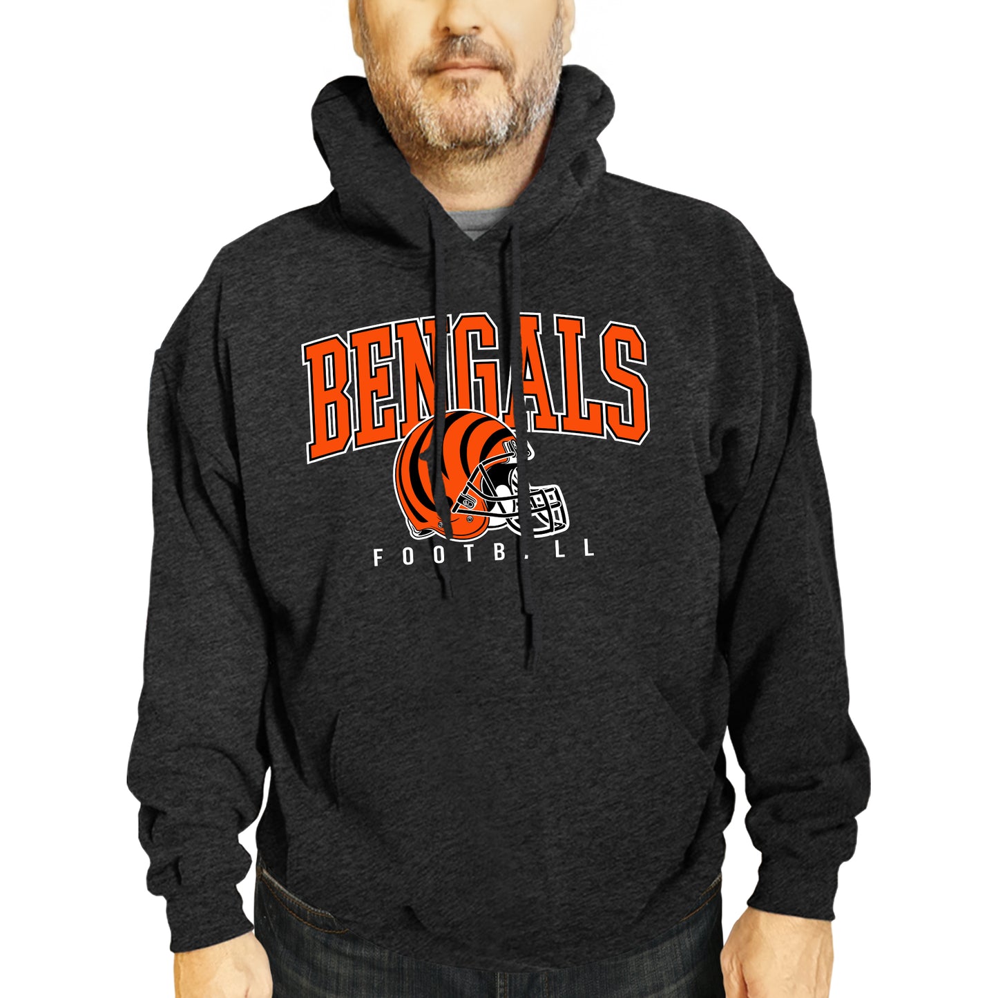 Cincinnati Bengals NFL Adult Unisex All Star Soft Fleece Hooded Sweatshirt - Black Heather