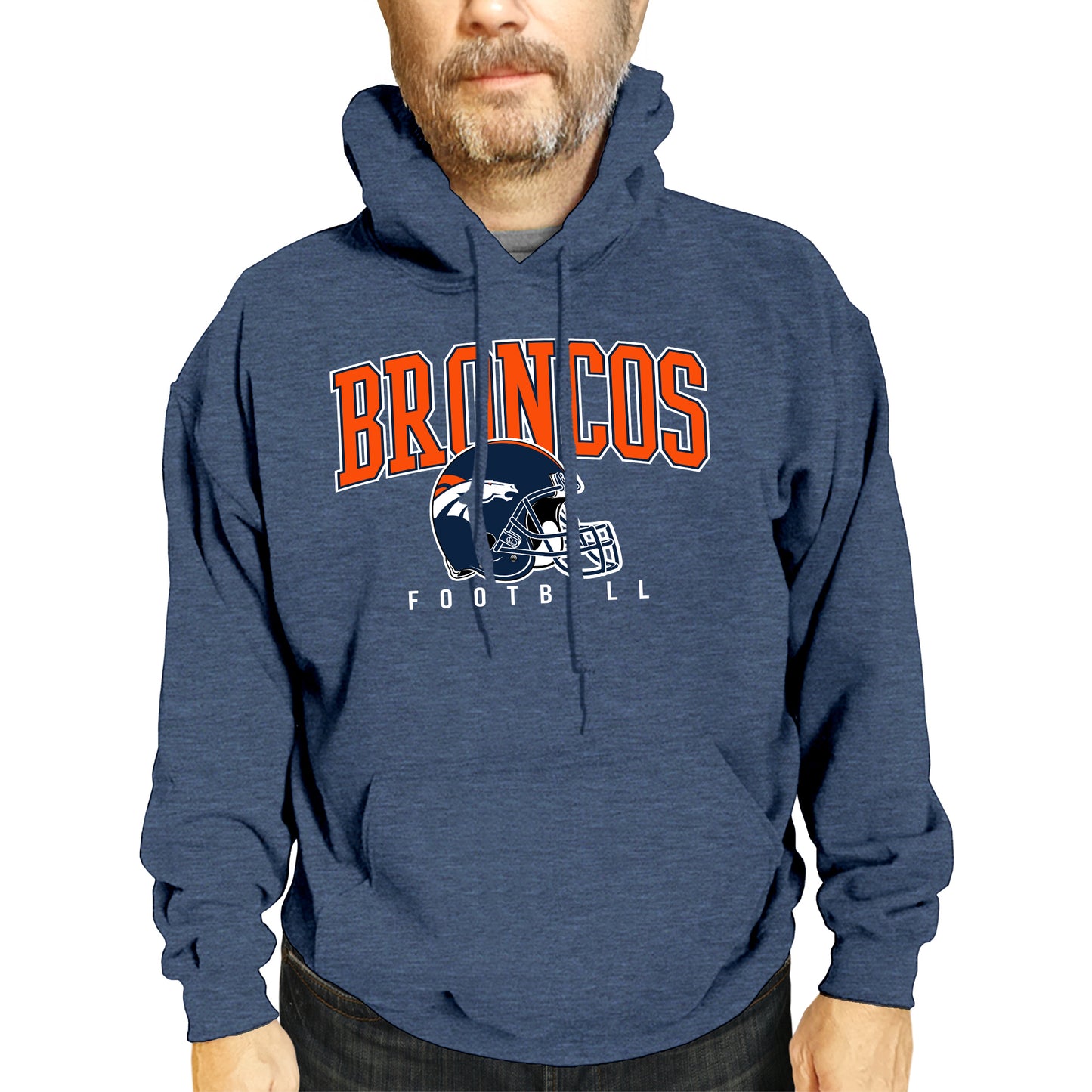 Denver Broncos NFL Adult Unisex All Star Soft Fleece Hooded Sweatshirt - Navy Heather