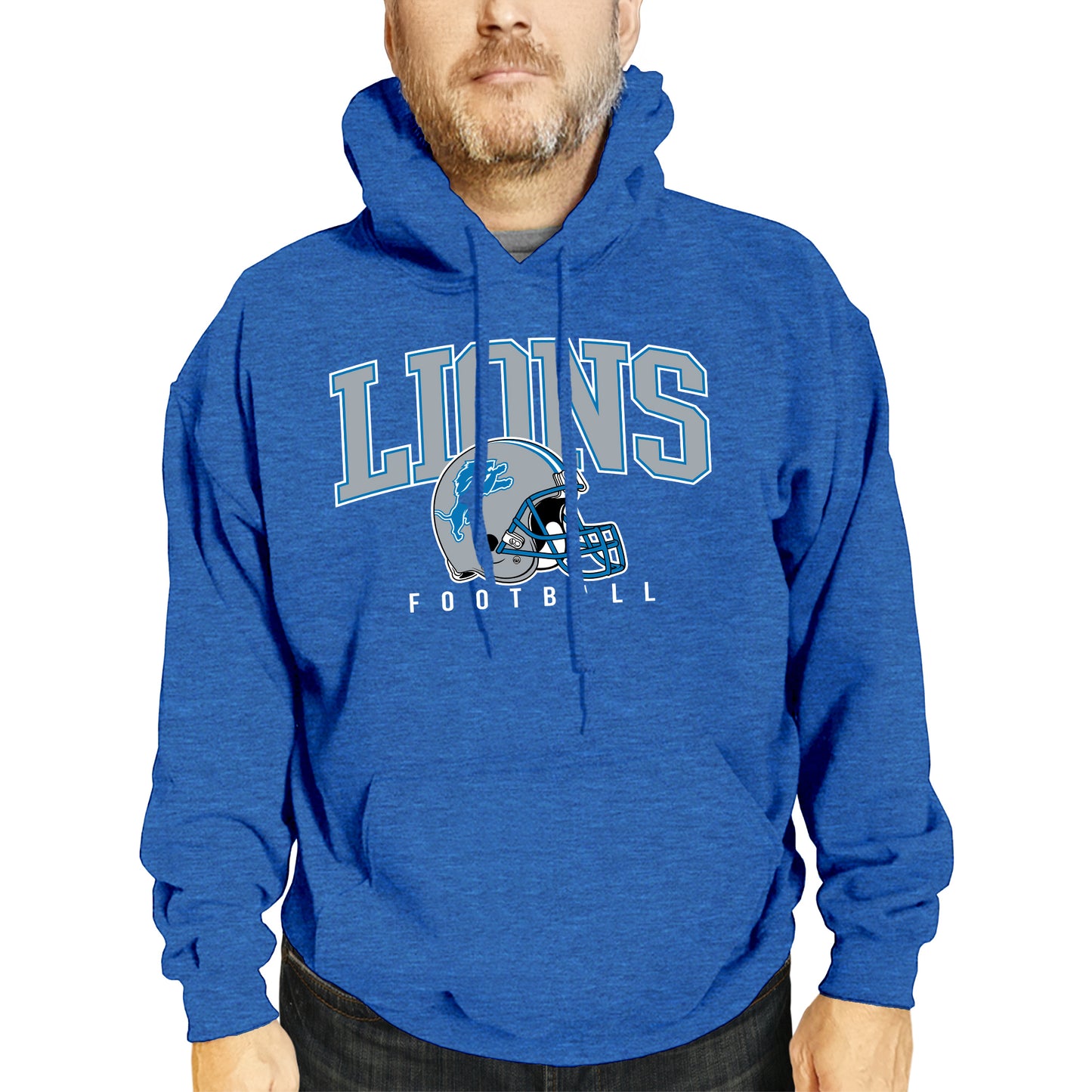 Detroit Lions NFL Adult Unisex All Star Soft Fleece Hooded Sweatshirt - Blue Heather