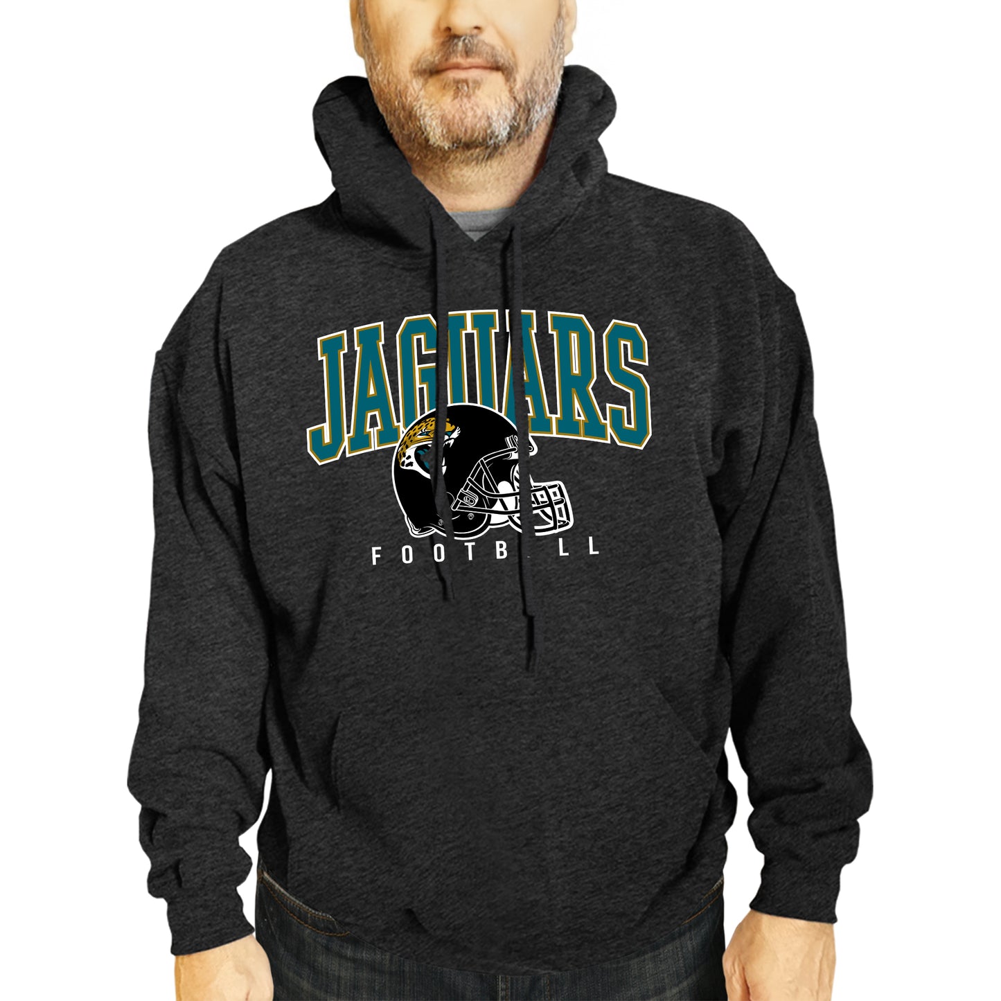 Jacksonville Jaguars NFL Adult Unisex All Star Soft Fleece Hooded Sweatshirt - Black Heather