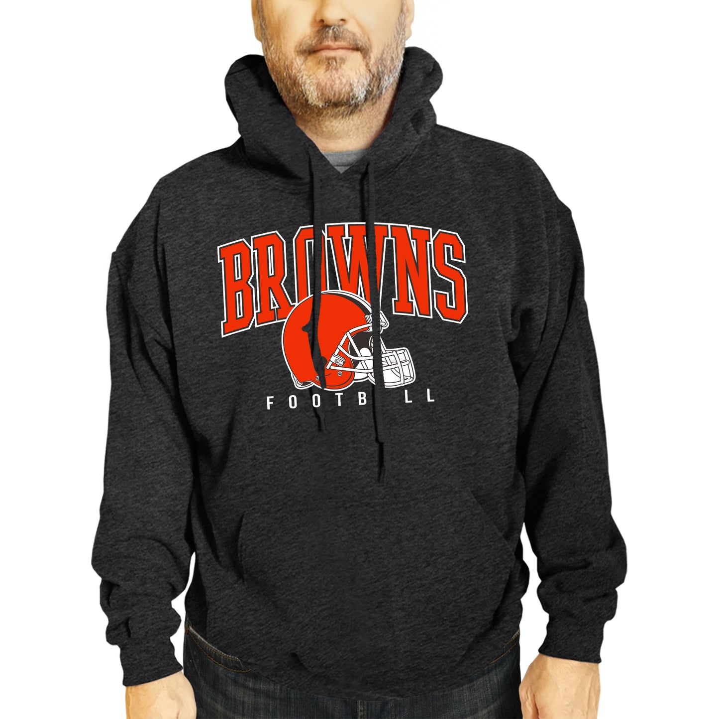 Cleveland Browns NFL Adult Unisex All Star Soft Fleece Hooded Sweatshirt - Black Heather