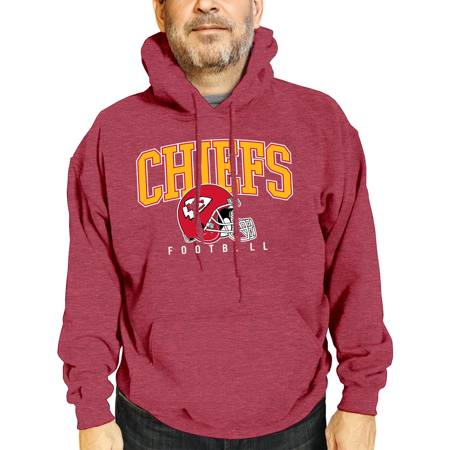 Kansas City Chiefs NFL Adult Unisex All Star Soft Fleece Hooded Sweatshirt - Red Heather