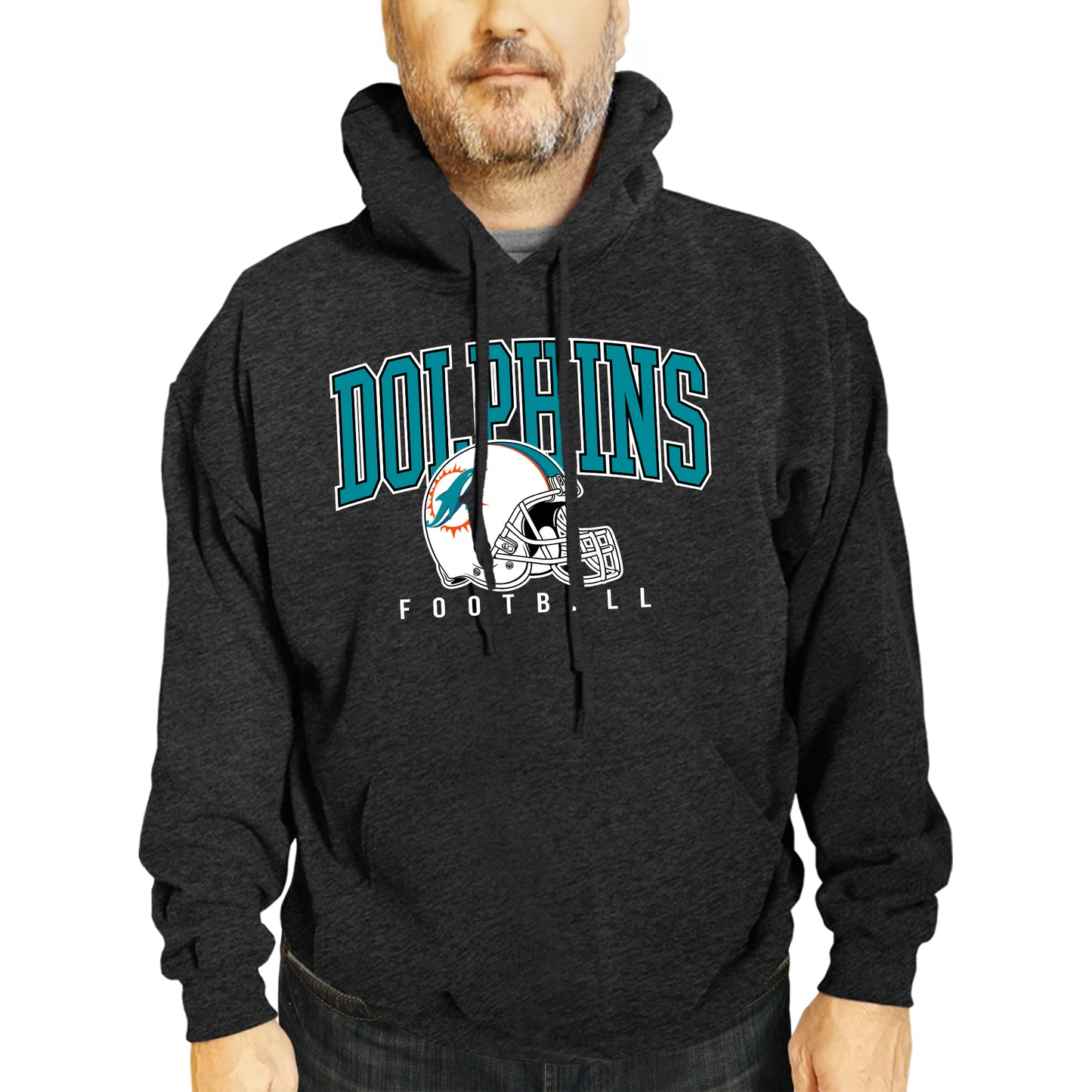Miami Dolphins NFL Adult Unisex All Star Soft Fleece Hooded Sweatshirt - Black Heather