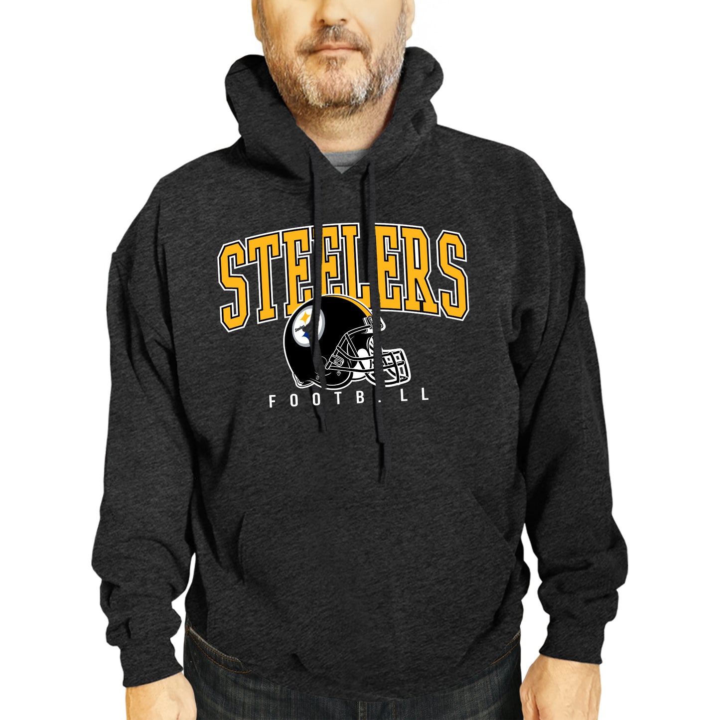Pittsburgh Steelers NFL Adult Unisex All Star Soft Fleece Hooded Sweatshirt - Black Heather