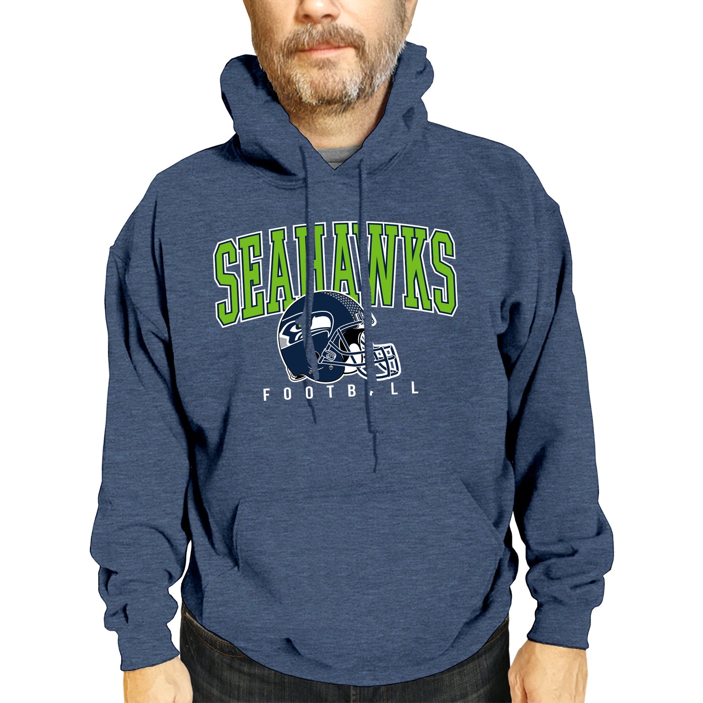Seattle Seahawks NFL Adult Unisex All Star Soft Fleece Hooded Sweatshirt - Navy Heather