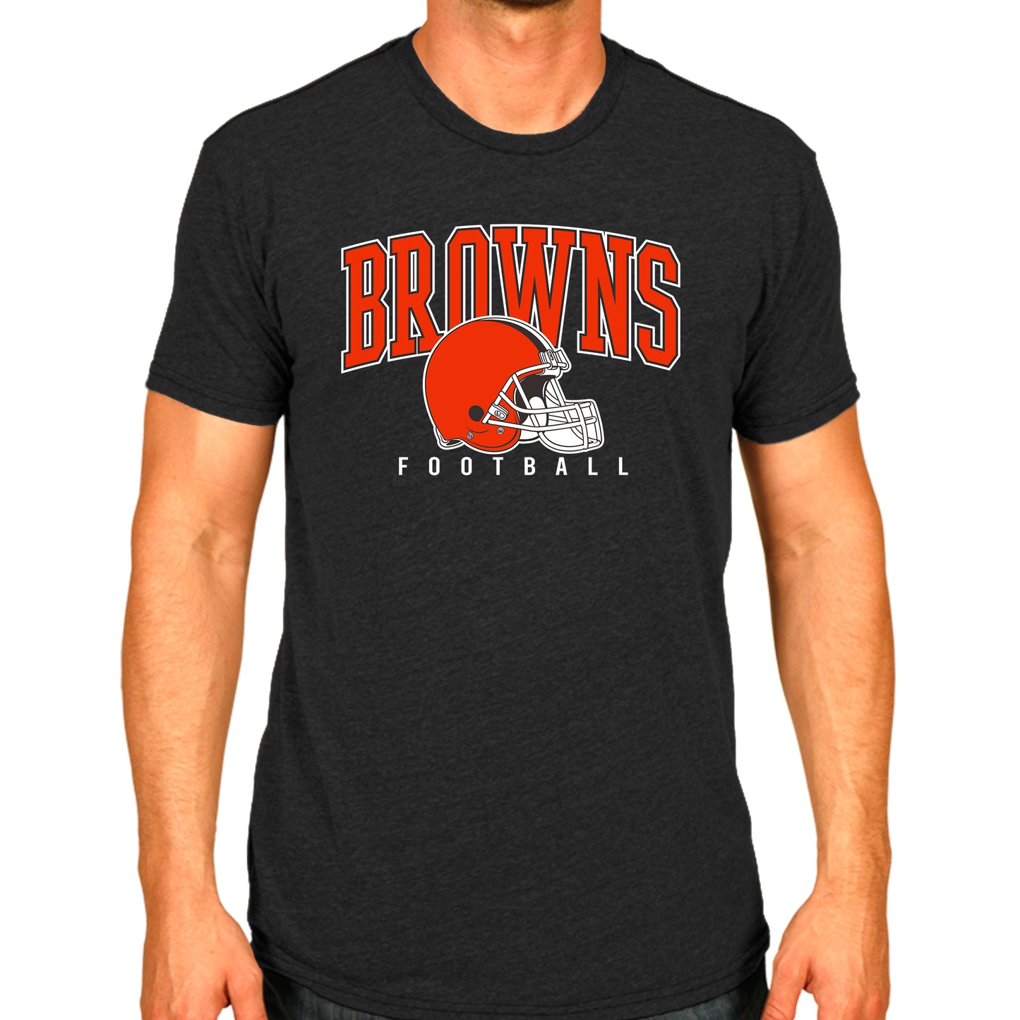 Cleveland Browns NFL Adult All Star Heather Tag-Less T-Shirt - Black Heather