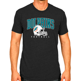 Miami Dolphins NFL Adult All Star Heather Tag-Less T-Shirt - Black Heather